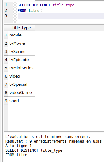 SELECT DISTINCT title_type
FROM titre