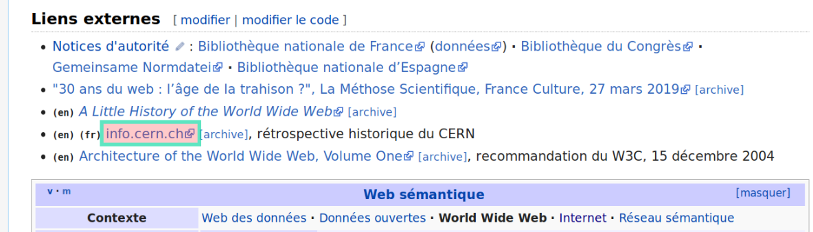 La partie liens externes La partie liens externes